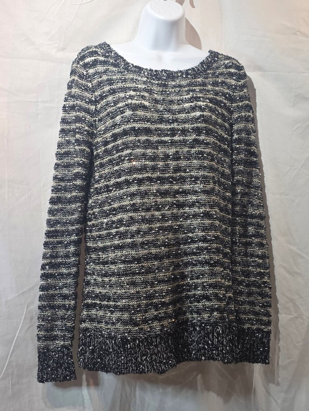 Harley-Davidson Genuine MotorClothes Black Metallic Striped Sequin Knit Sweater